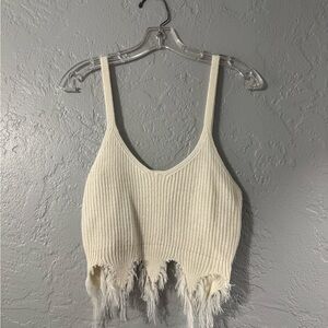 Fringe Hem Knit Tank Top